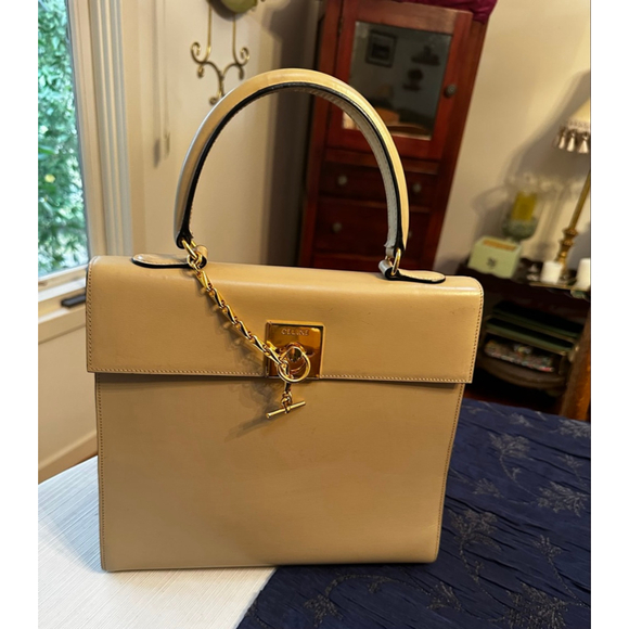 Celine Beige Leather Satchel Bag with Gold Hardware - Picture 2 of 15